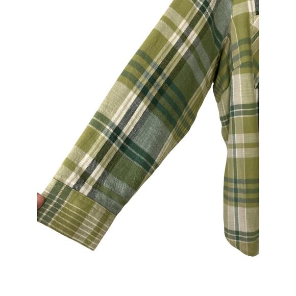 Dip Organic Cotton Green Plaid Lightweight Flannel Button Down Size 1X - Picture 6 of 12